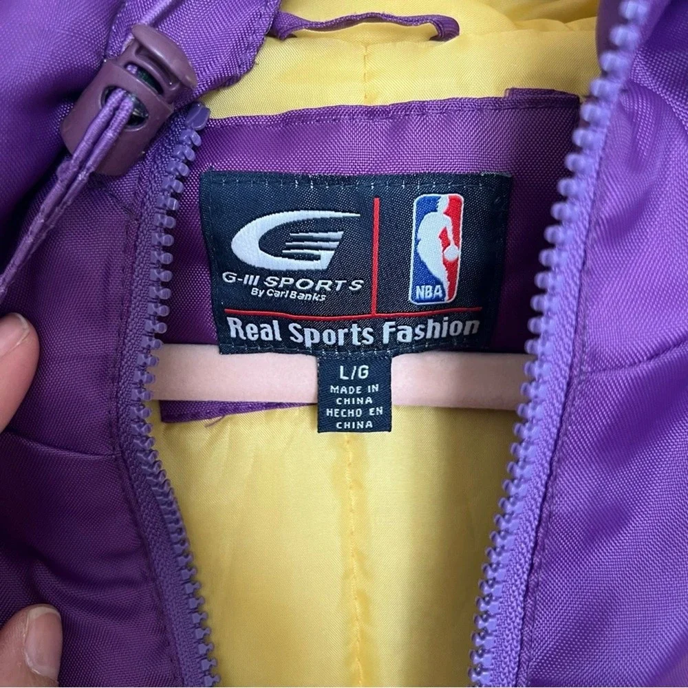 G-III Sports Los Angeles Lakers Hooded Windbreaker Jacket Purple‎ Gold Mens L